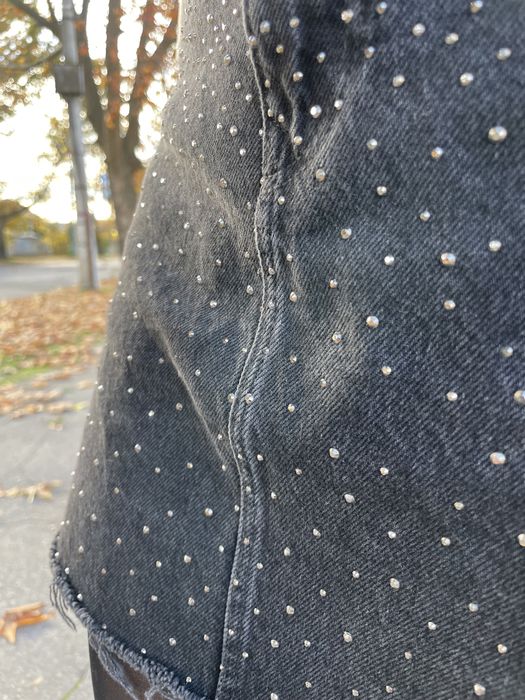 Джинсова спідниця зі стразами