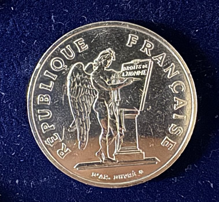 moeda de colecção 100 francos em prata 1989