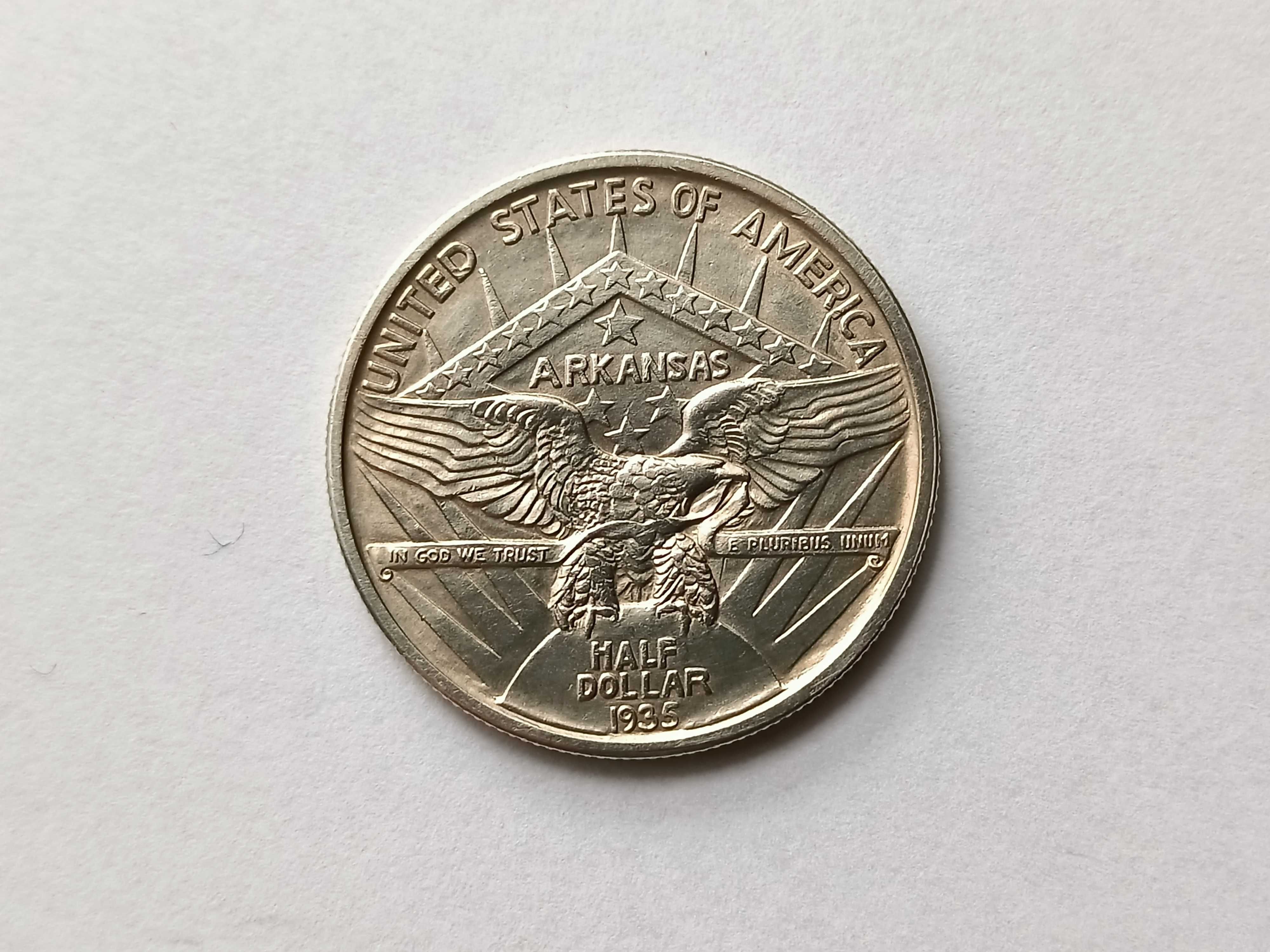 USA 1/2  Dolara 1935 A  ARKANSAS stan 1/1- oryginał Srebro