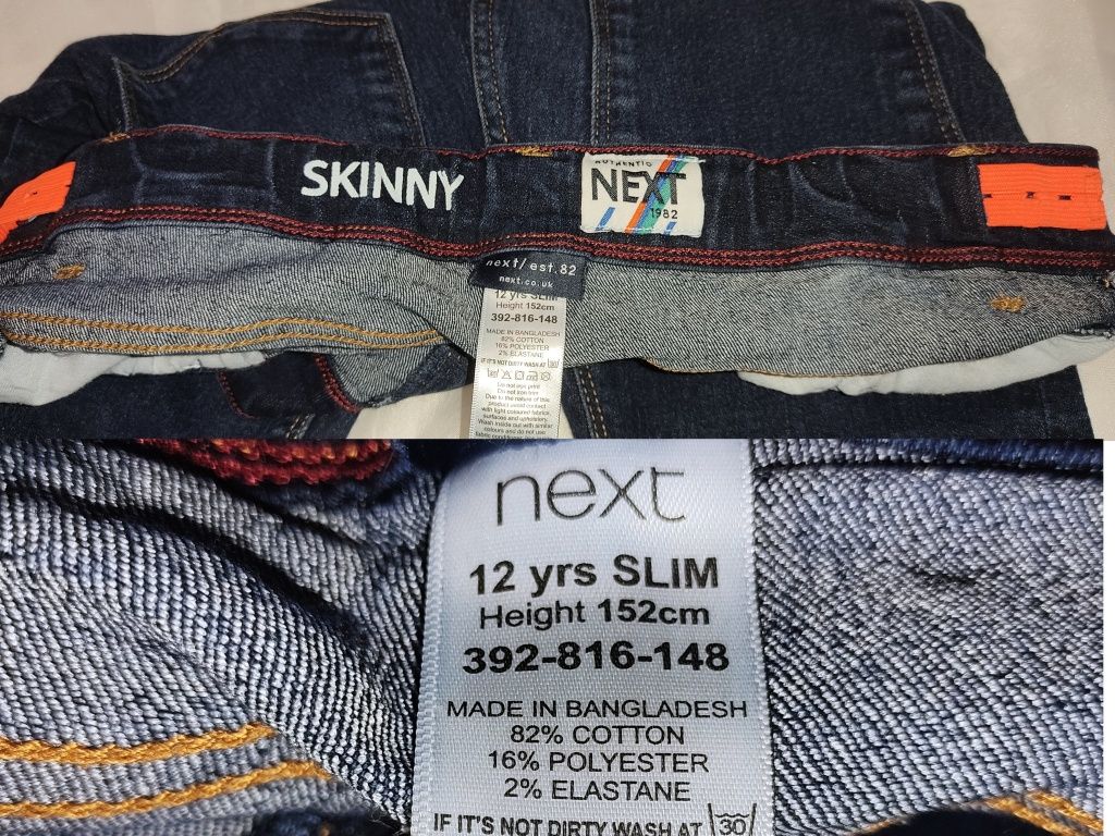 Оригінальні нові джинси Next skinny slim на зріст 152-157 см сині