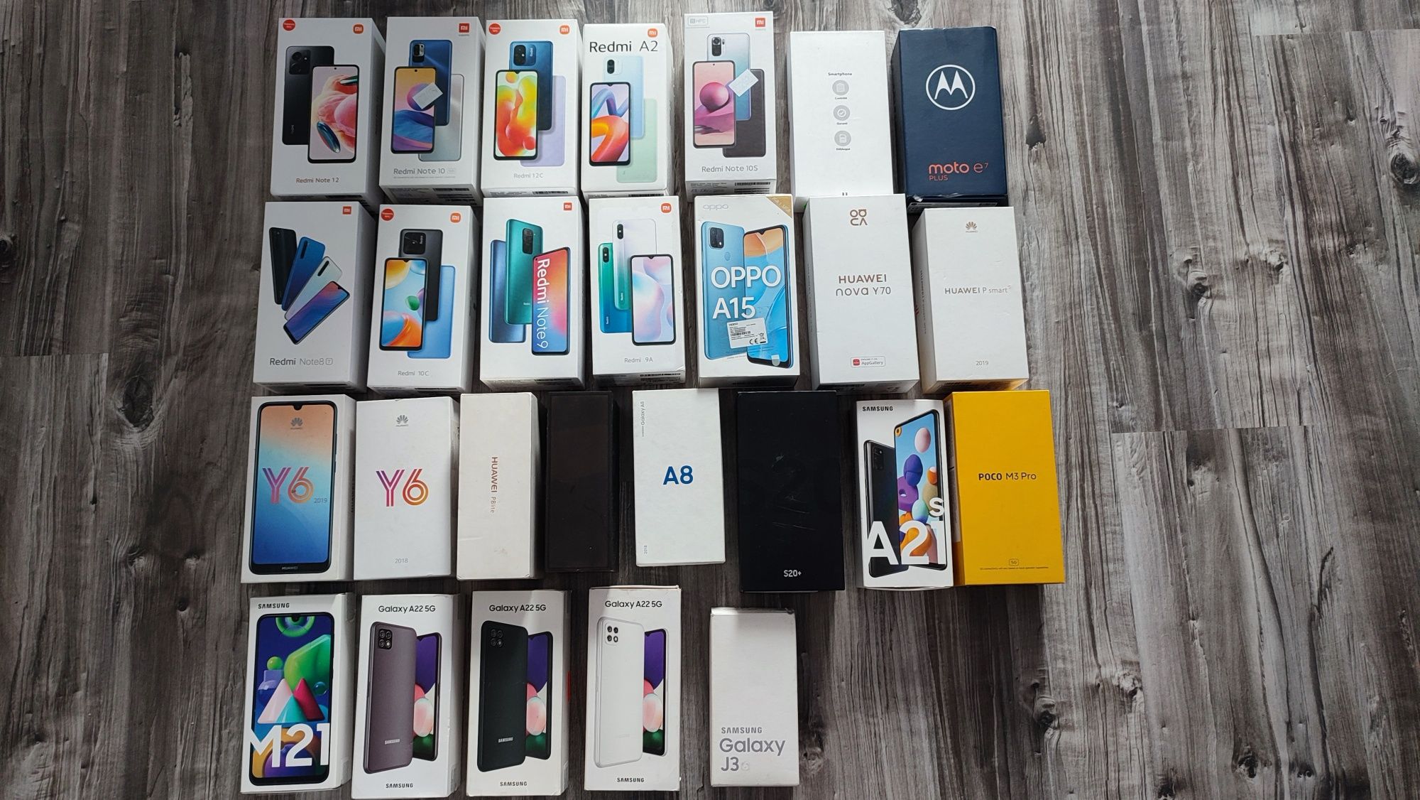 Pudełka po telefonach, Samsung, Oppo, Xiaomi, Redmi, Huawei, Motorola