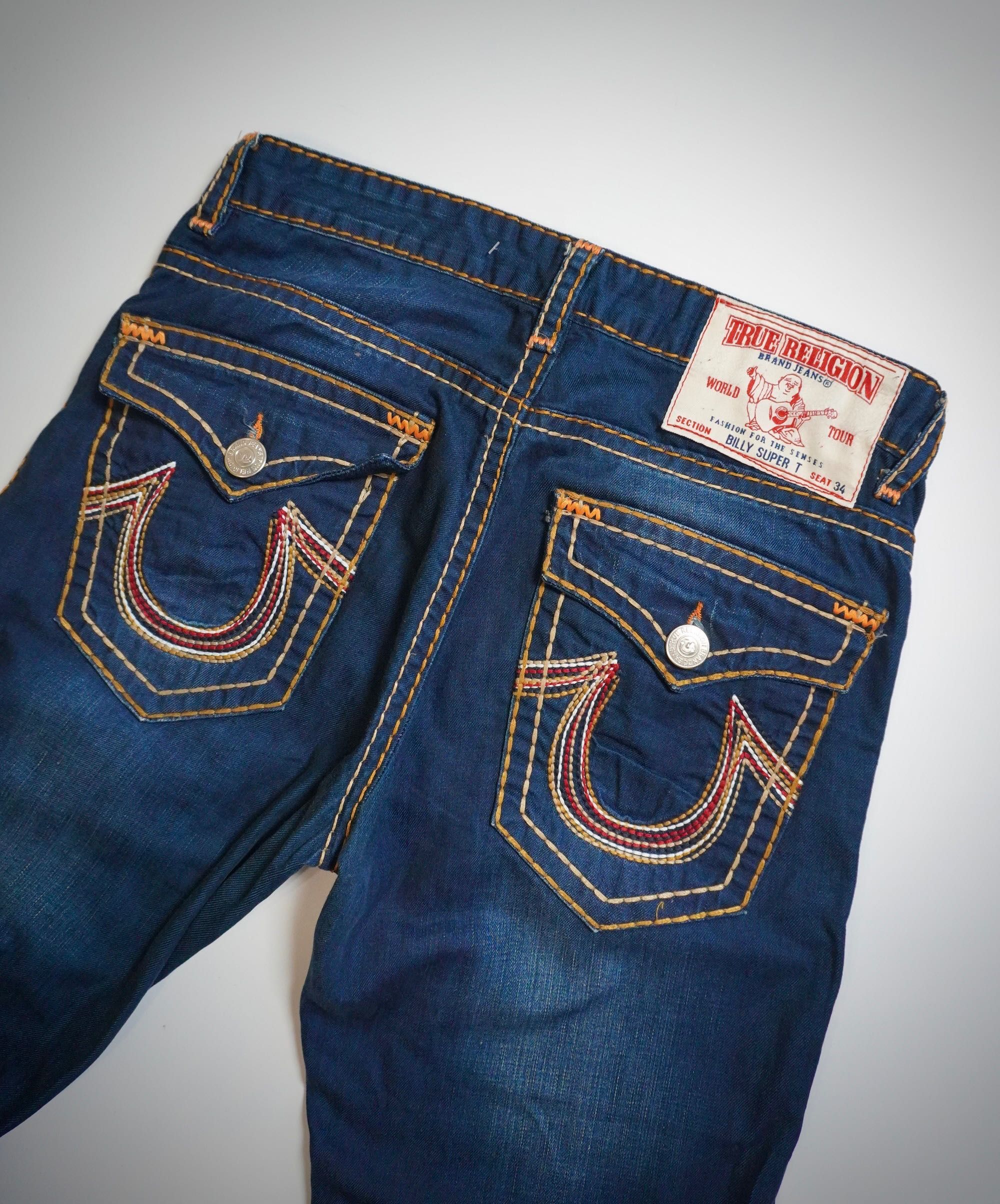 True Religion Billy Super T spodnie y2k 33 L granatowe jeans