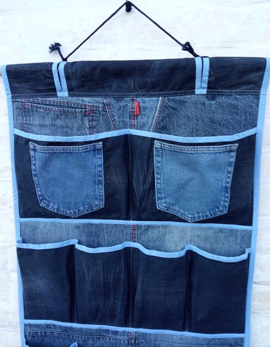 Джинсовий органайзер на стіну ручної роботи