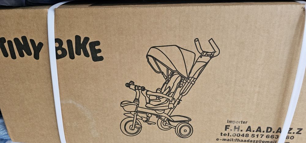 Rower dziecięcy trójkołowy Tiny Bike 3w1 z daszkiem OBRACANY SP0650 ZI