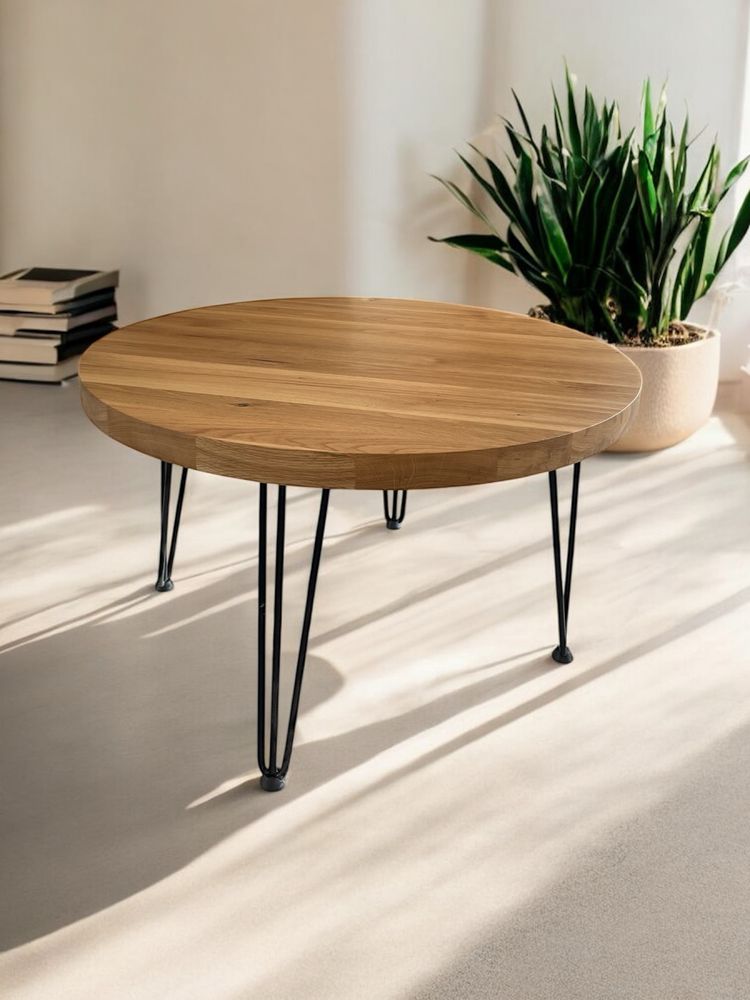Okrągły stolik kawowy z drewna dębowego średnica 60cm wysoki 75cm