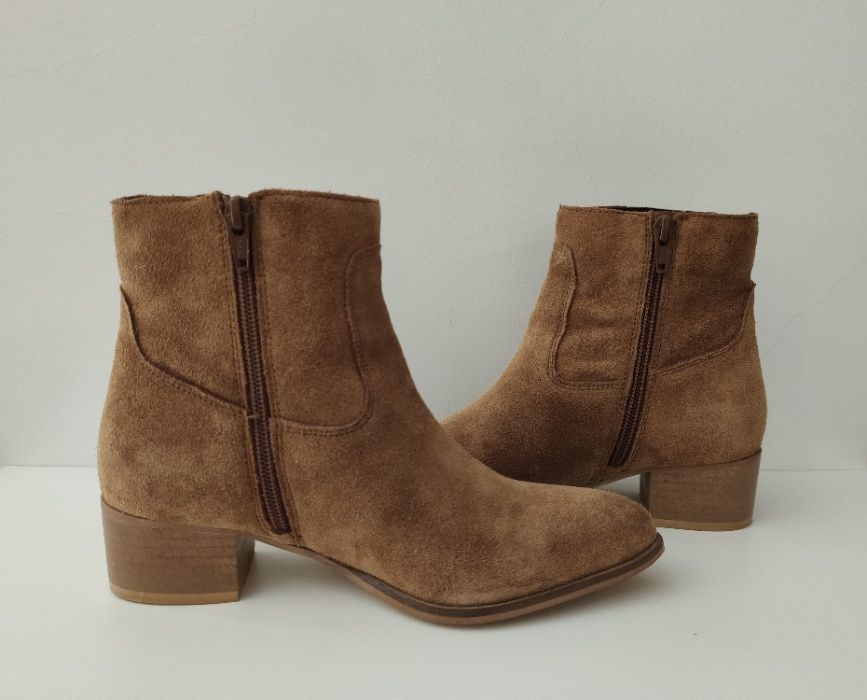 Botas Salto Baixo, Camurça, Camel, Modalfa, Tamanho 35