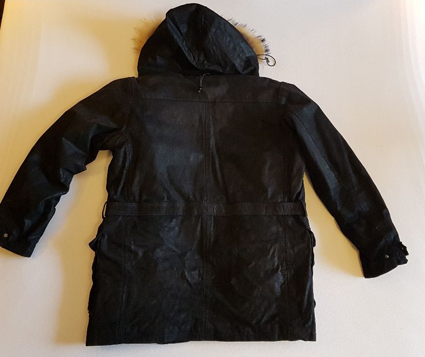 Kurtka męska zimowa parka skórzana pikowana alaska futro szop