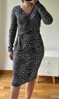 Vestido midi Michael Kors print leopardo cinzento