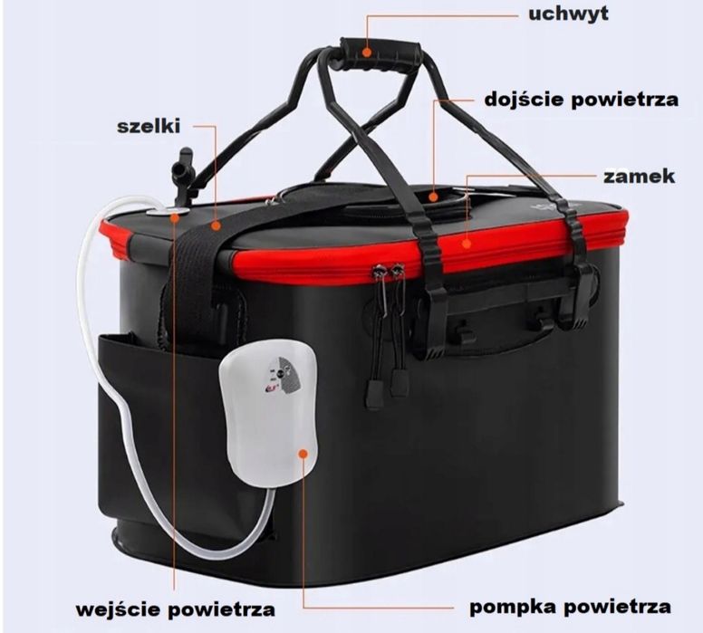 Wiadro wędkarskie turystyczne składane przenośne pojemnik torba na ryb