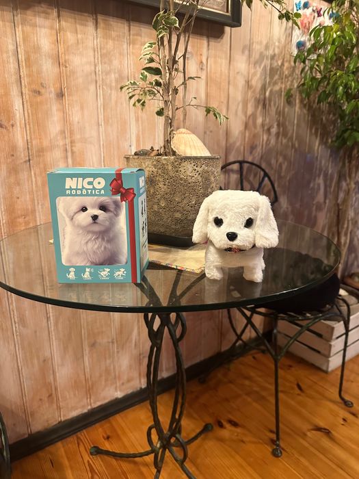 Pies pluszowy biały maskotka interaktywna PROMOCJA Mikołaj Święta