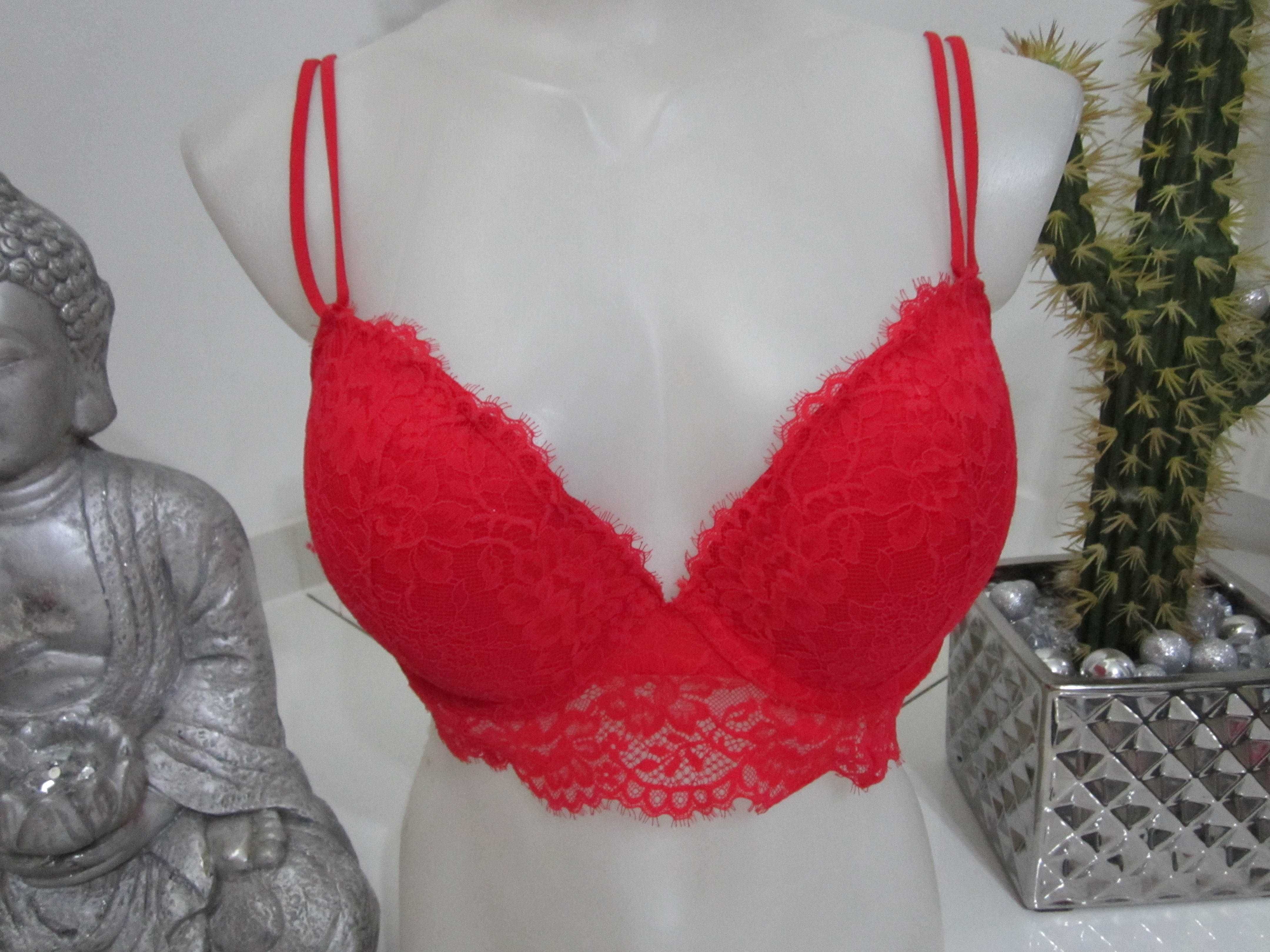 H & M biustonosz push up rozm 80D czerwony