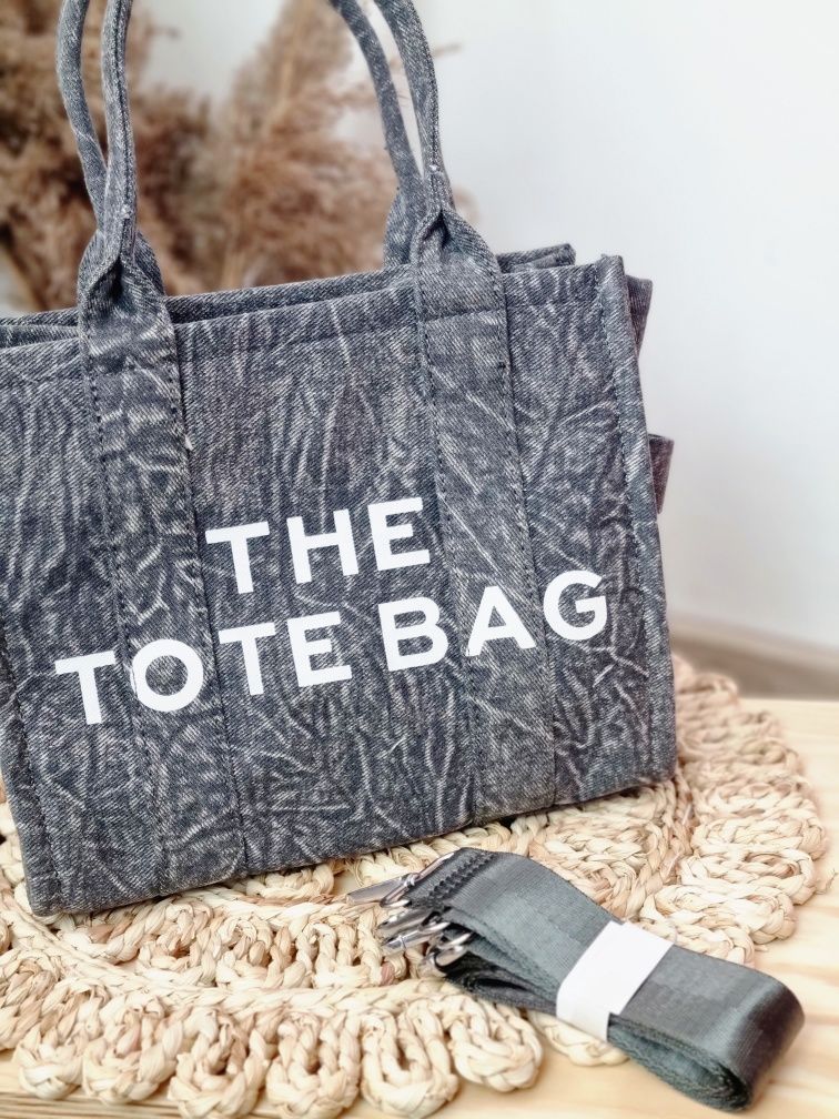 Torebka do reki i na ramię dekatyzowana napis the tote bag  nowa