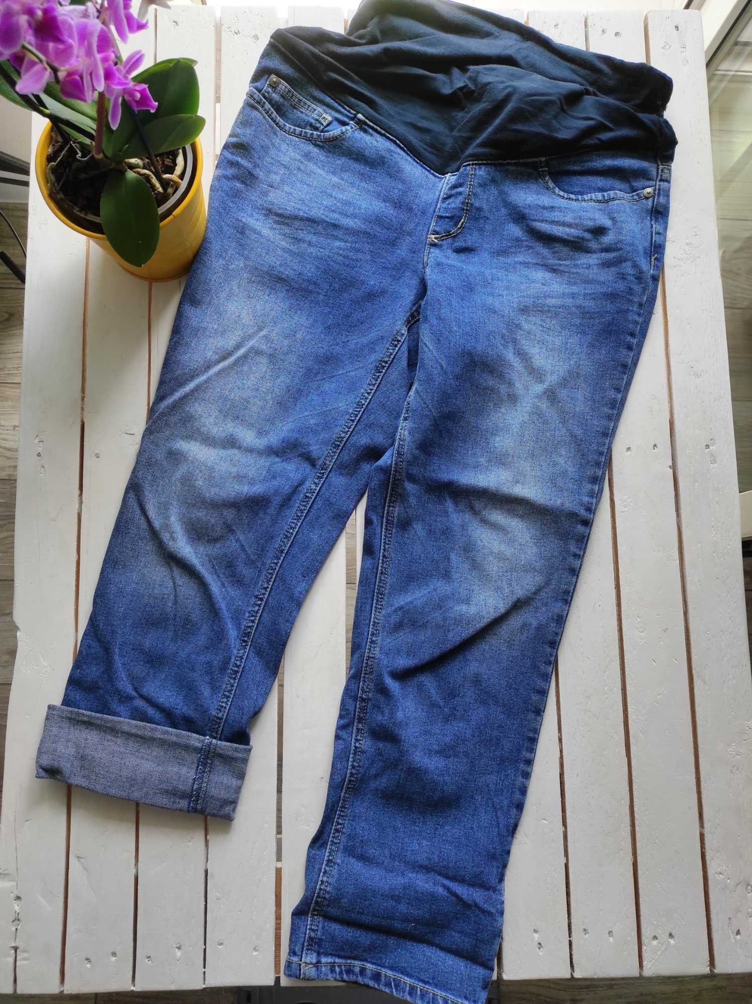 Jeansowe spodnie ciążowe niebieskie r. 36 3/4 długosci H&M Reserved