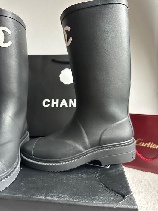 Kalosze Chanel czarne nowe box