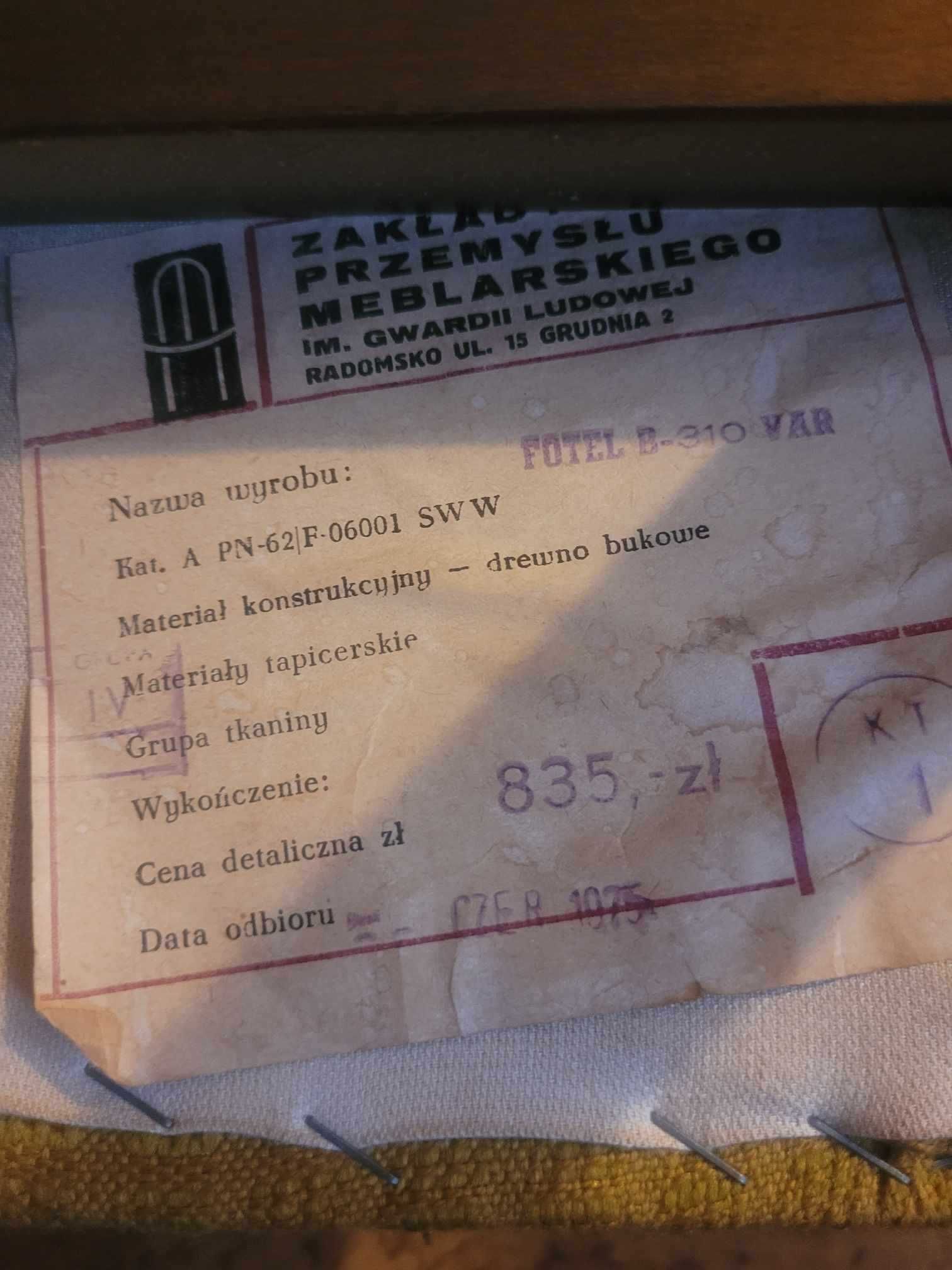 Fotel retro PRL vintage antyk lata 70 zpm radomsko