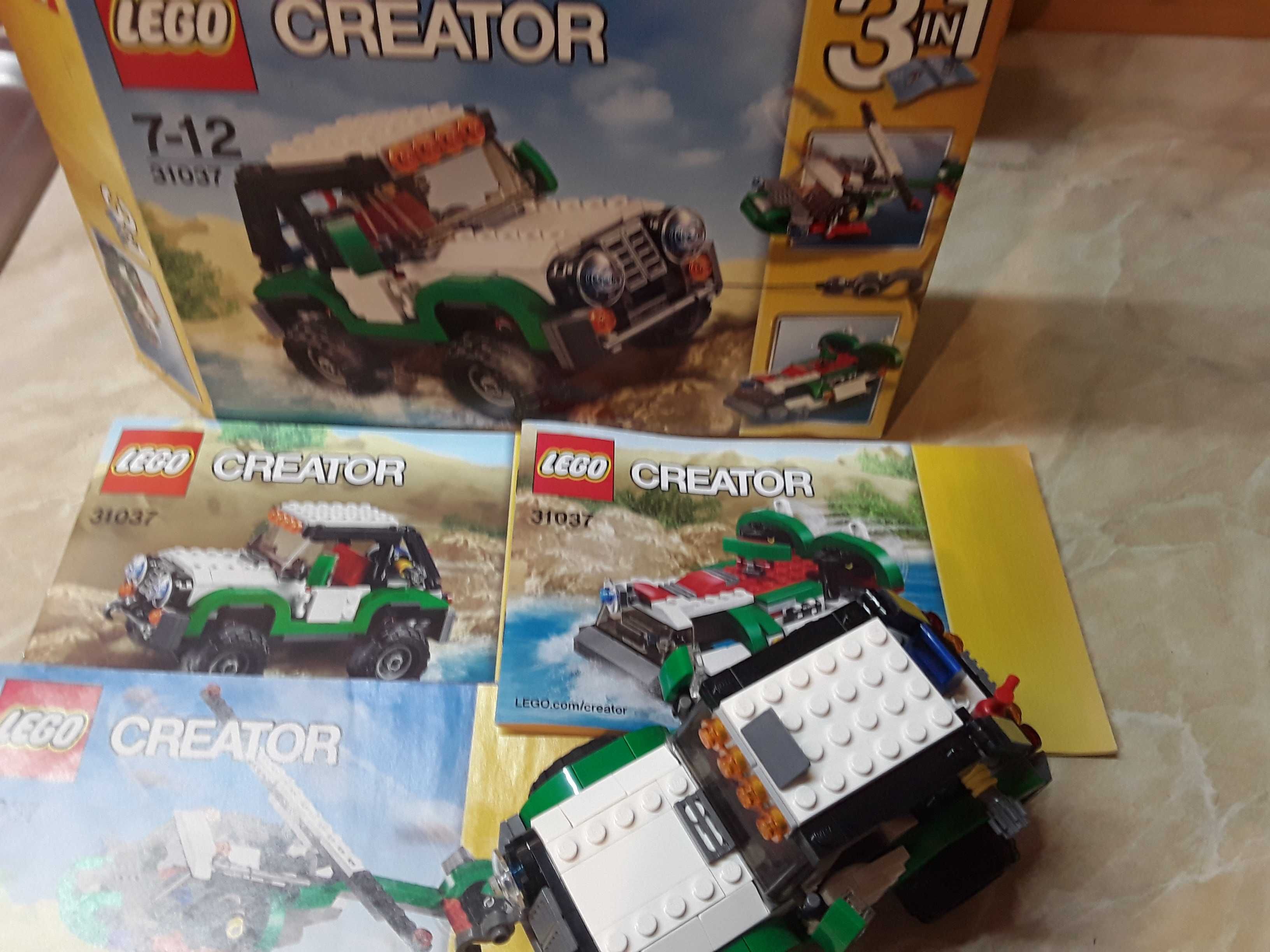 Lego 31037 creator 3 w1 przygodowe pojazdy, jeep, śmigłowiec, wodolot.