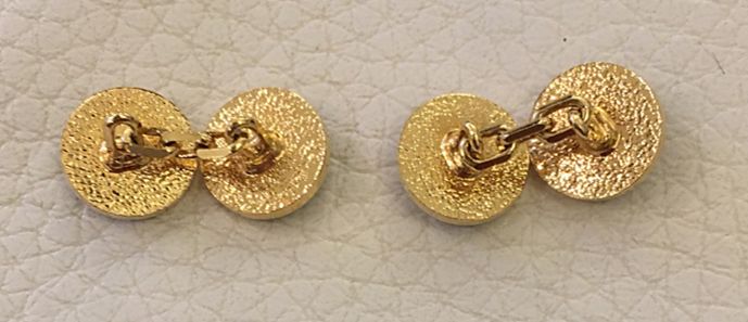 Conjunto botões de punho plaque ouro/esmalte preto