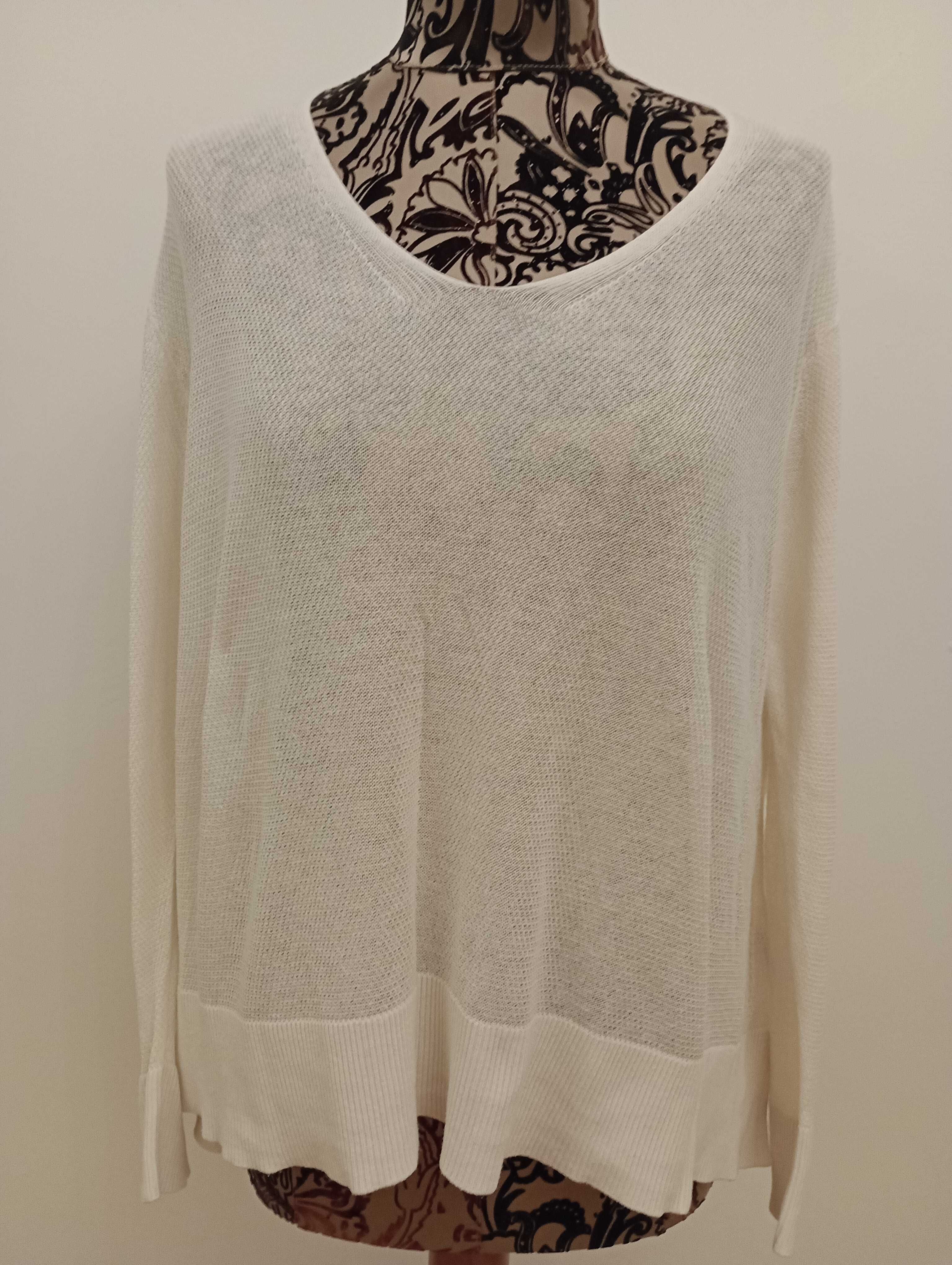 Sweterek MASSIMO DUTTI z Jedwabiem  - rozmiar  S/M - oversize - ecru