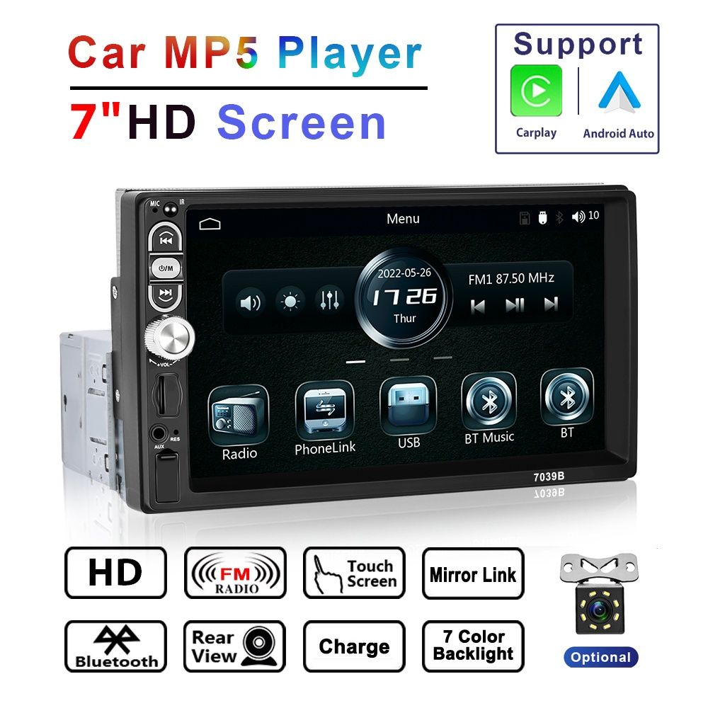 Radio 1din Android Auto e CARPLAY Bluetooth 7" + MIC NOVO