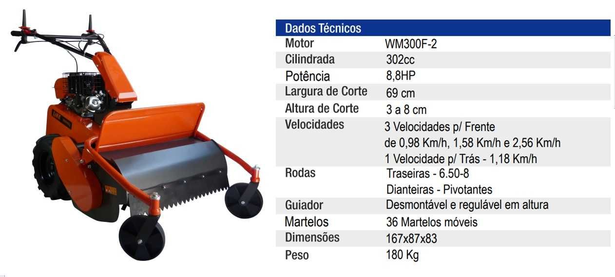 Triturador de martelos com motor a gasolina de 8,8HP