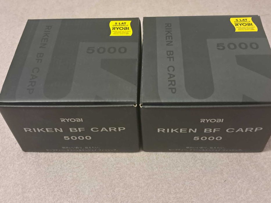 2 Kołowrotki karpiowe ryobi riken BF CARP 5000 z żylkami