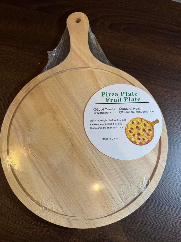 Deska drewniana do pizzy / krojenia okrągła 36x25x1 cm 48tknk