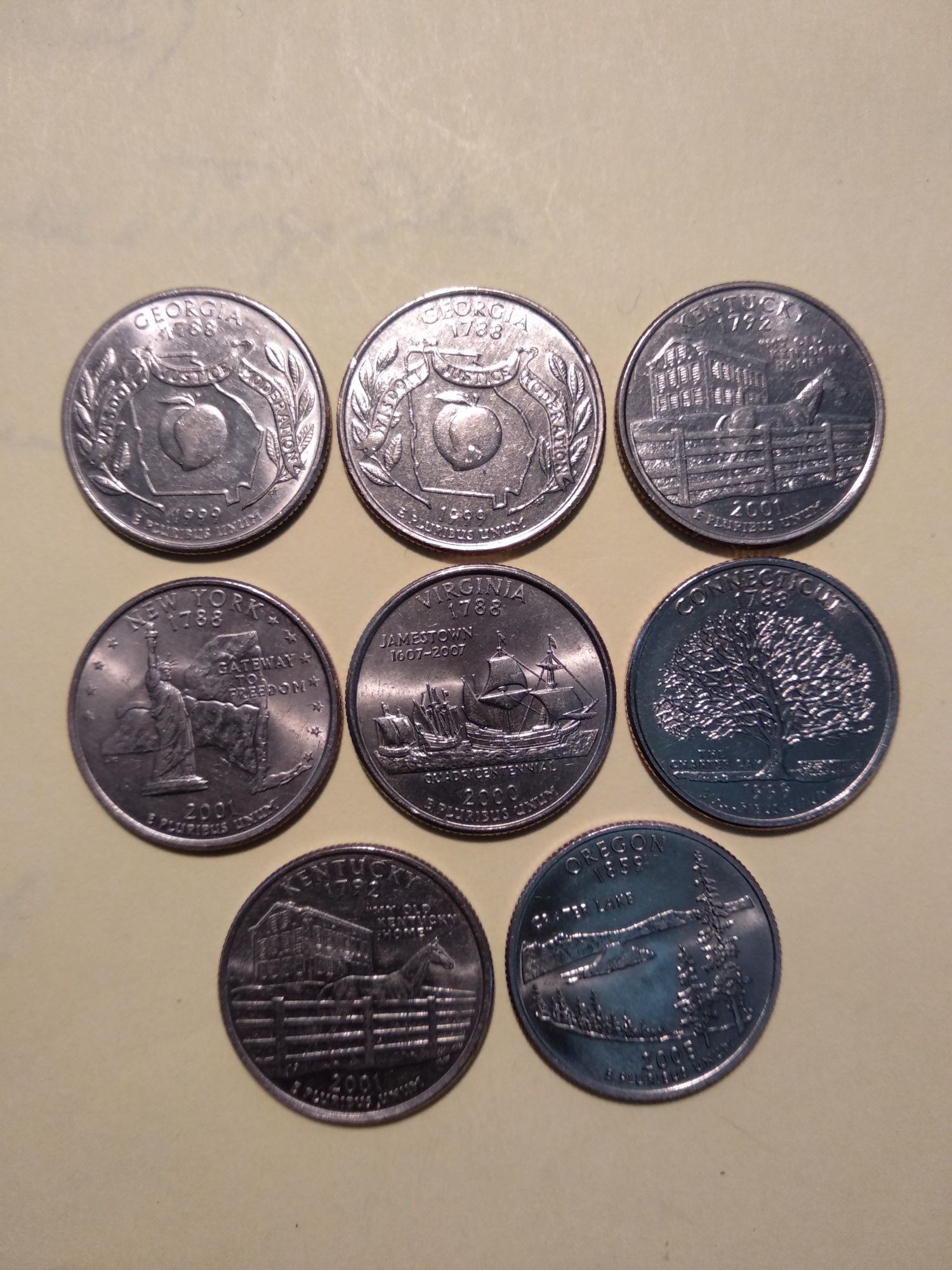 Moedas de quarto de Dólar "Statehood Quarters" EUA