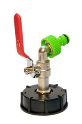 Kran do zbiornika 1000L, metalowy czerpalnyS60x6 z zaworem mosiężnym