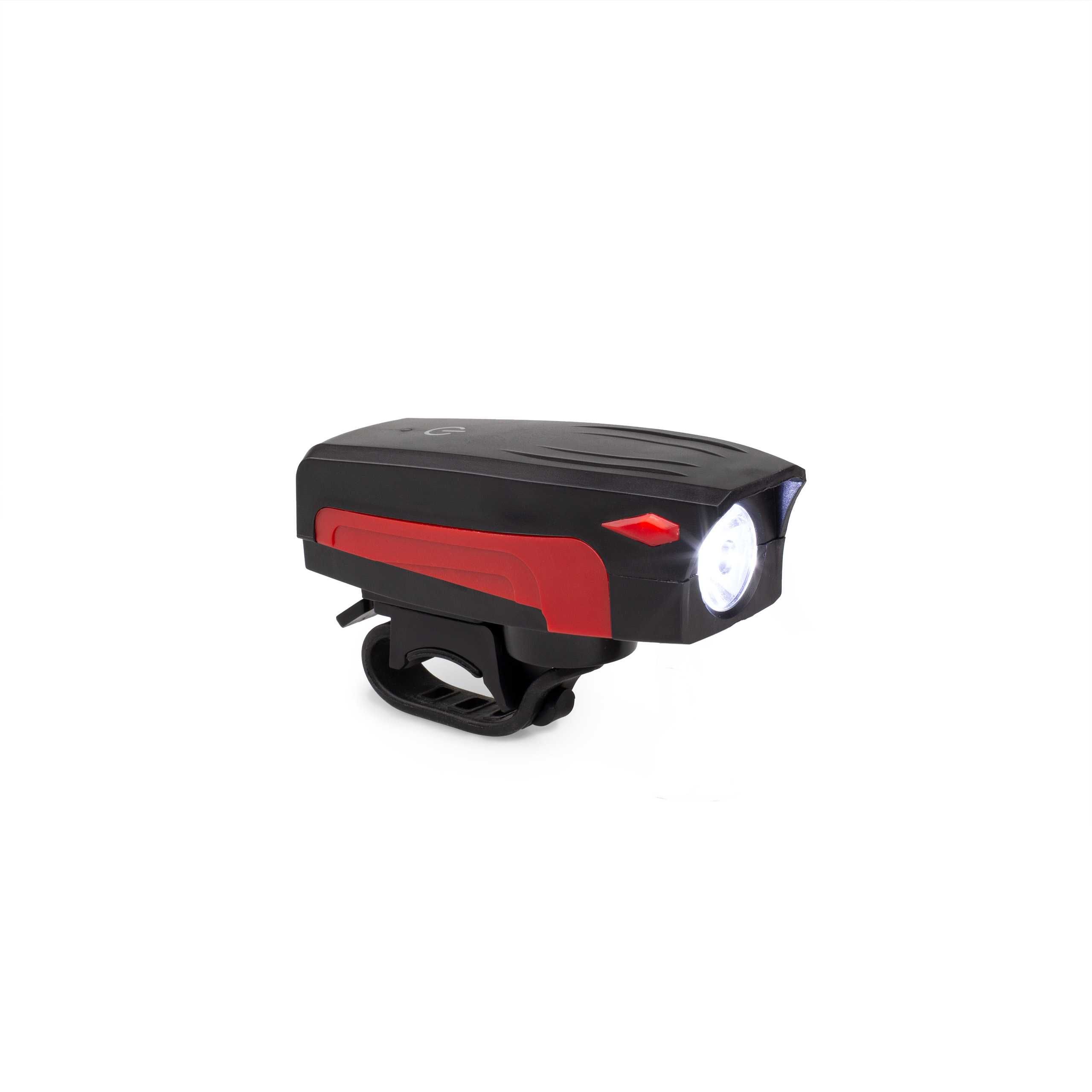 Lampka rowerowa z klaksonem latarka na kierownicę czerwona LR-04