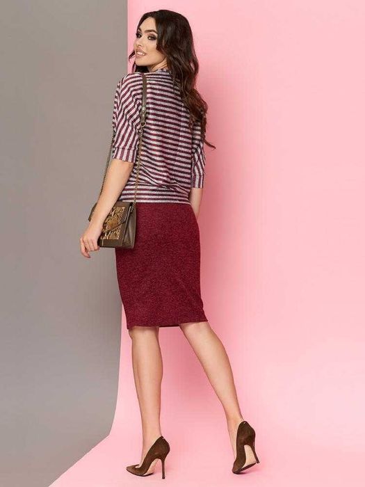 Женский бордовый костюм юбка и кофта