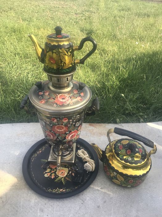 Самовар латунний 1992р. розписний хохлома новий