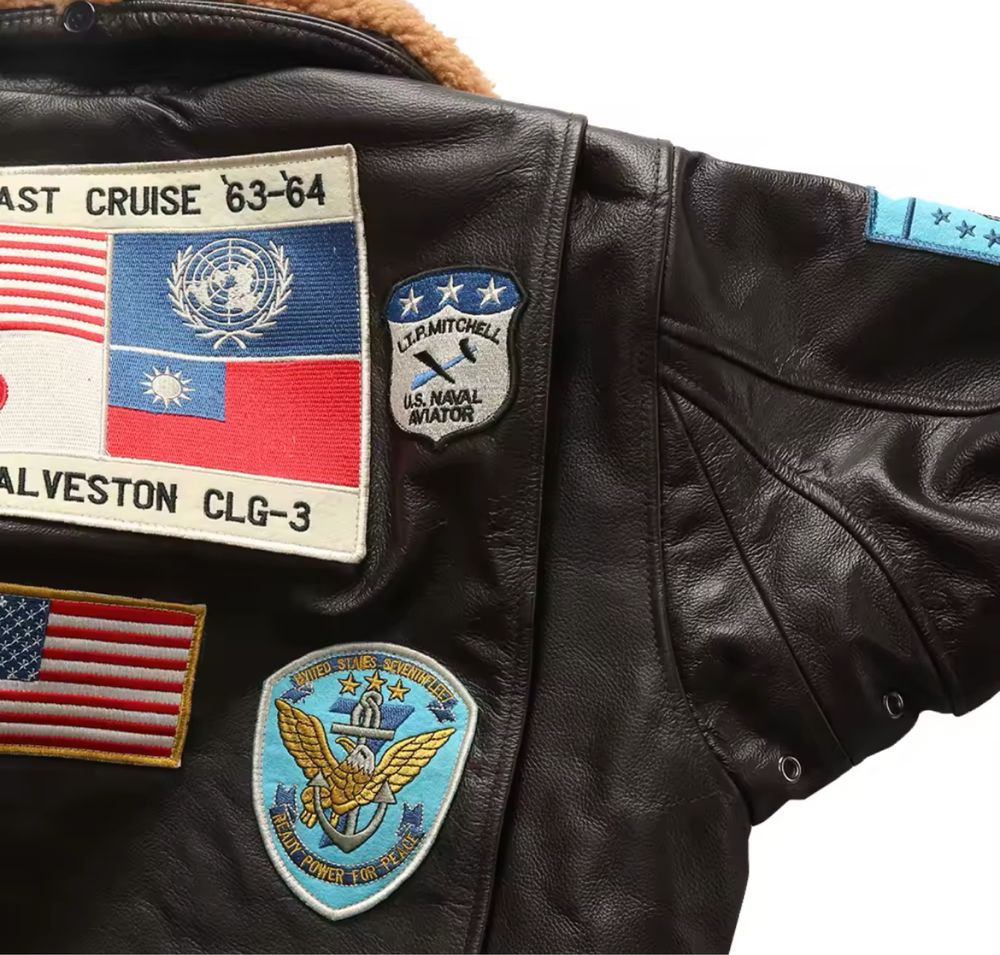 Pilotka top gun kurtka skórzana naszywki vintage skóra naturalna