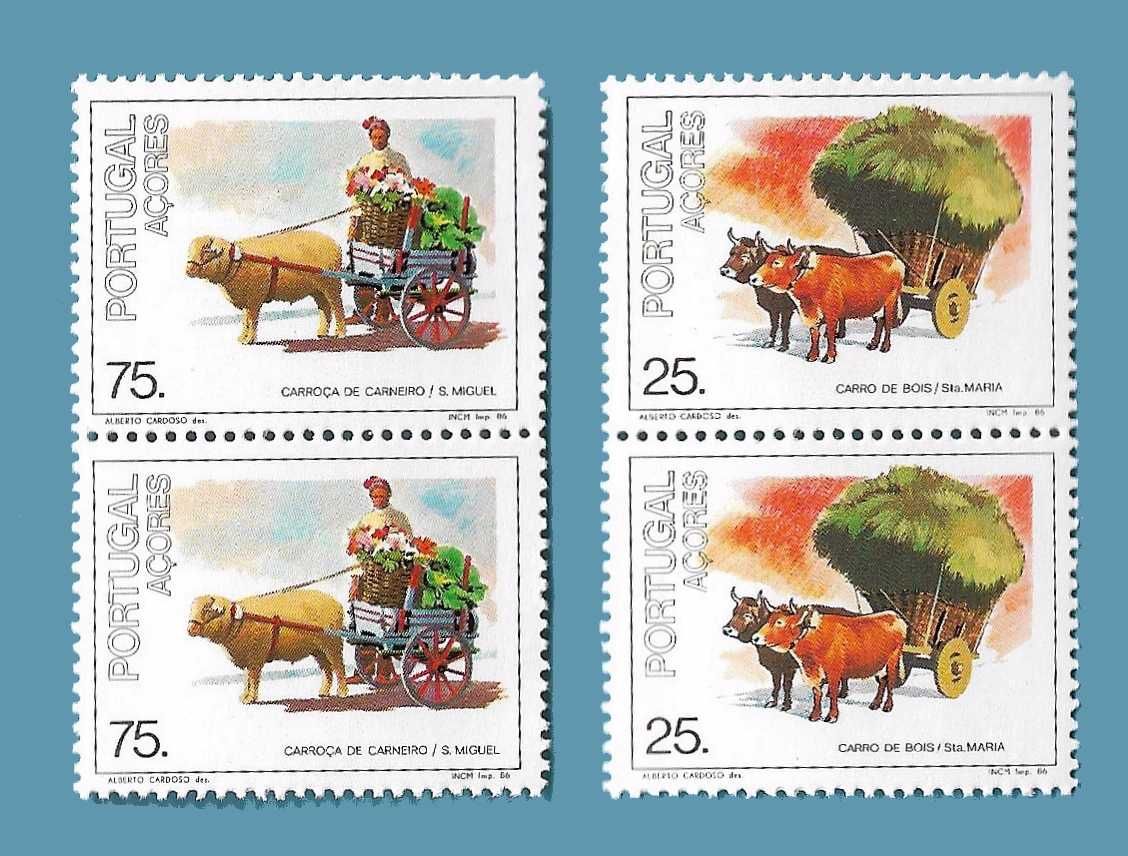 Selos - Transportes Típicos dos Açores 1986 - Série Completa de Pares