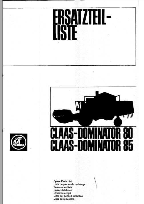 Katalog części kombajn claas Dominator 80-85