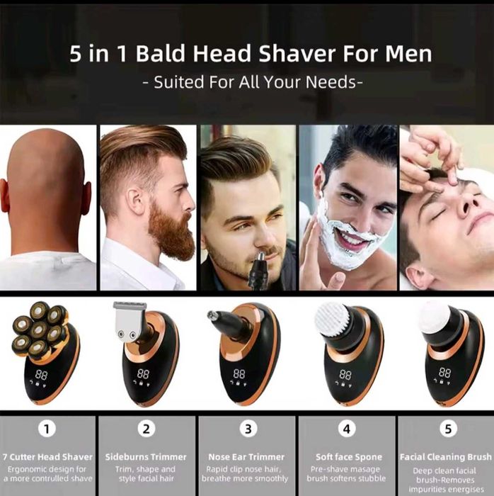 Машинка для стрижки 5 в 1 триммер, электробритва, бритва для носа и др