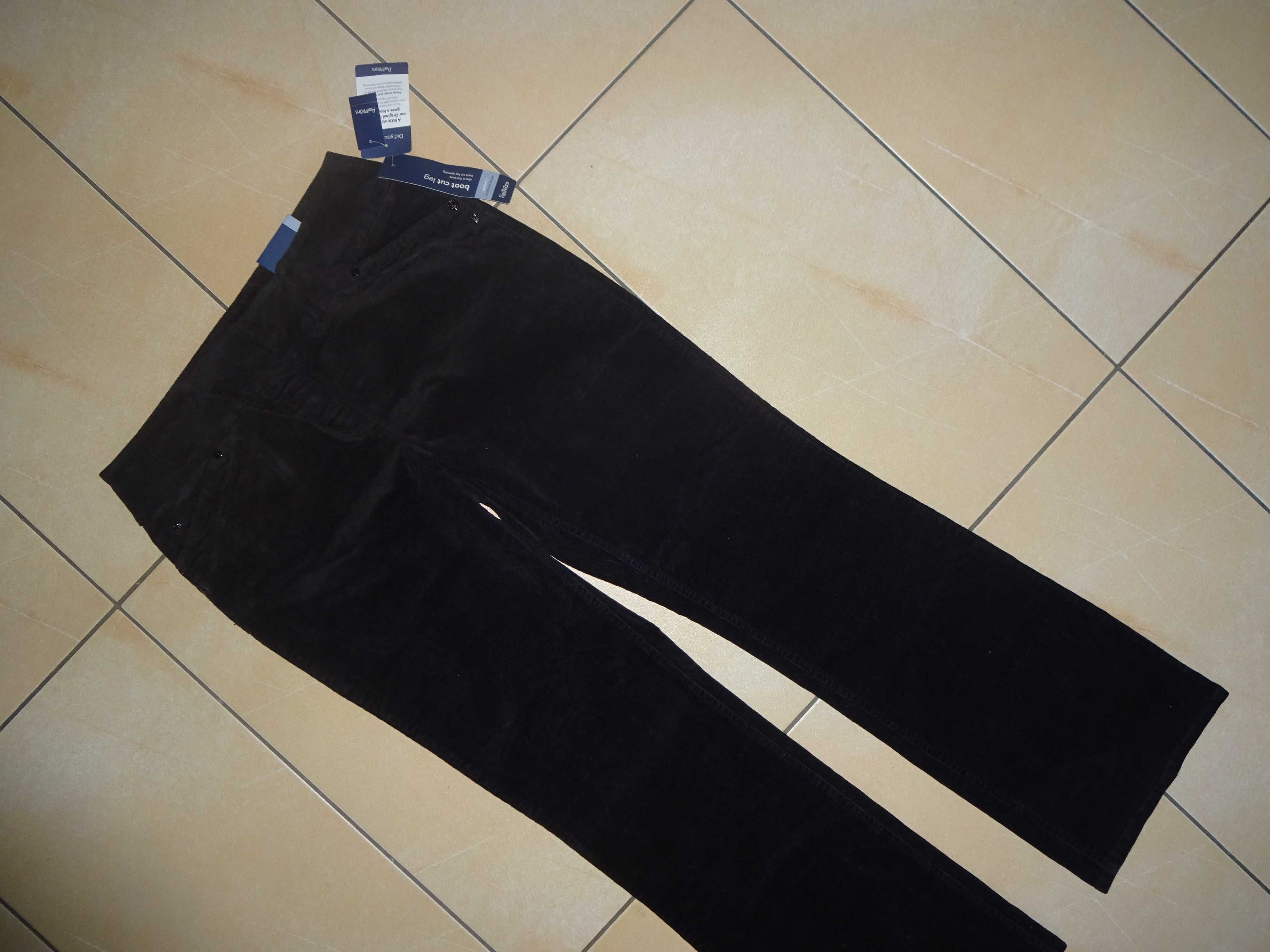 RETMANS Boot Cut Leg sztruksowe czarne spodnie r. 11