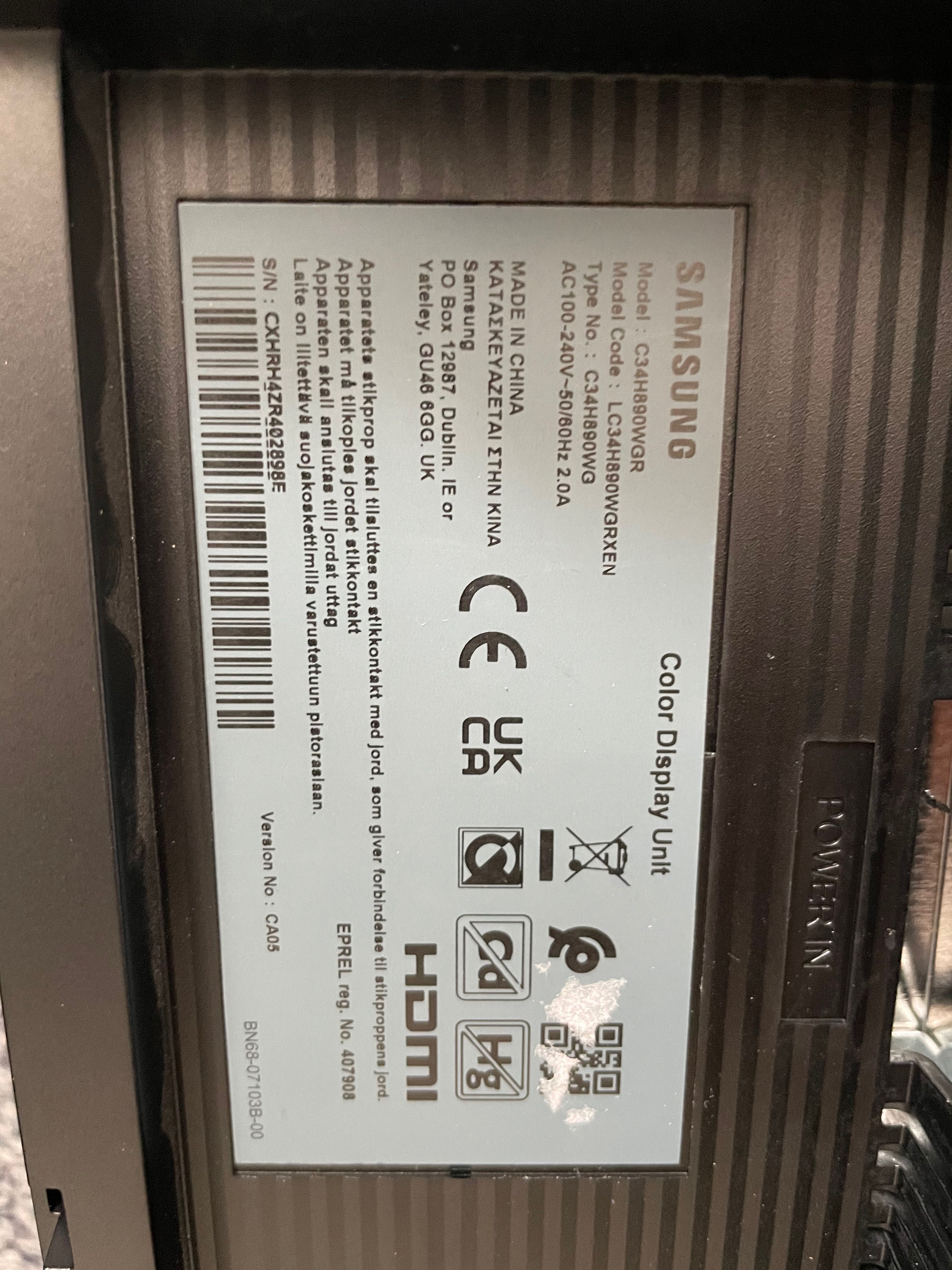 Monitor Samsung 34 C34H890 - na części