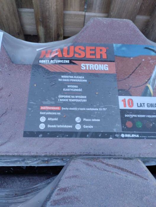 Gont Bitumiczny NOWY Hauser Strong czerwony-paczka 3m2-59,99 PLN