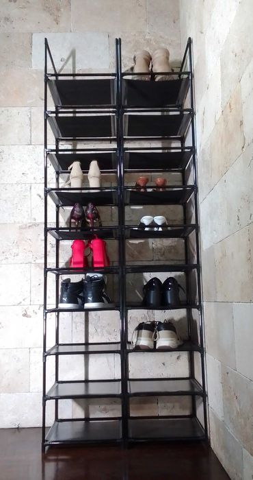 2 sztuki czarny regał lekki modułowy stojak na buty organizer półka
