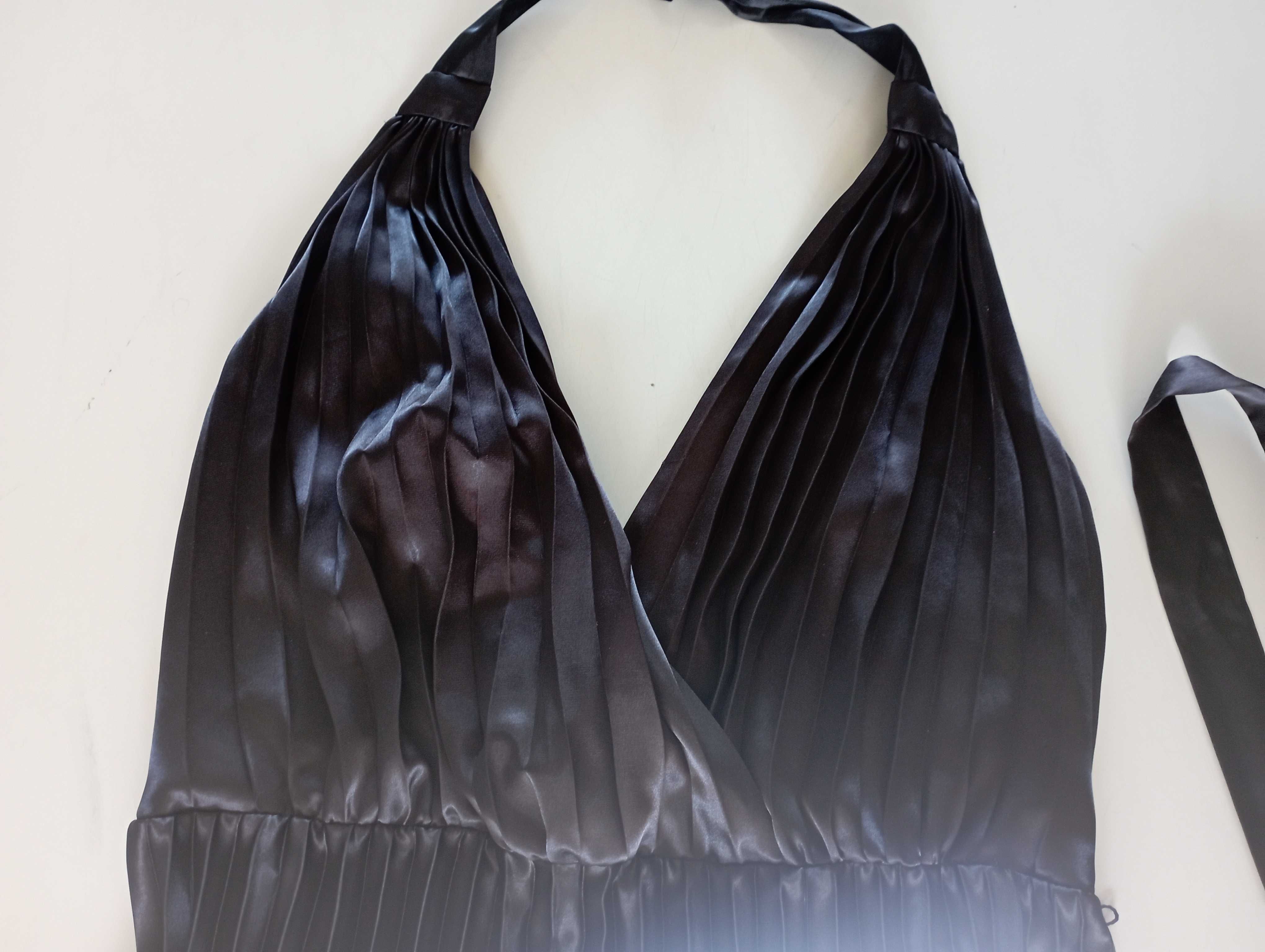 Wieczorowa suknia Ellos czarna plisowana rozmiar 48 xxl elegancka