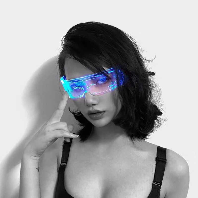 Очки киберпанк LED rgb светящиеся неоновые sci fi для фото