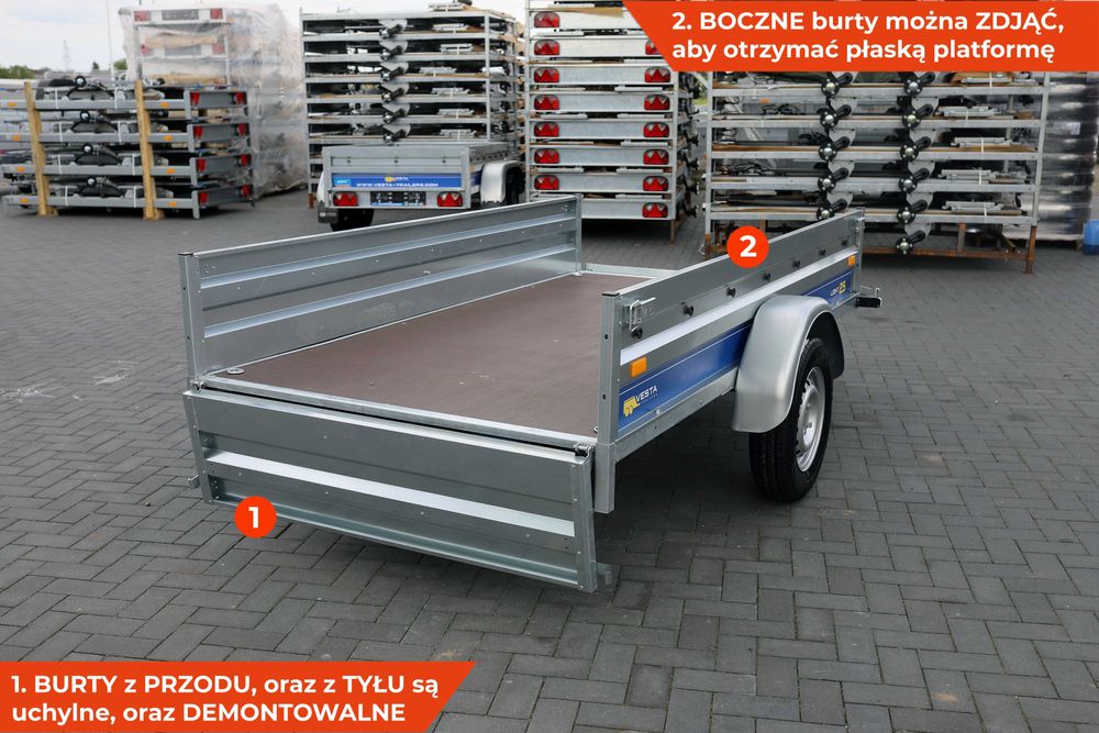 Przyczepka lekka SPAWANA 232x131x37 samochodowa 750 kg 1 oś VESTA