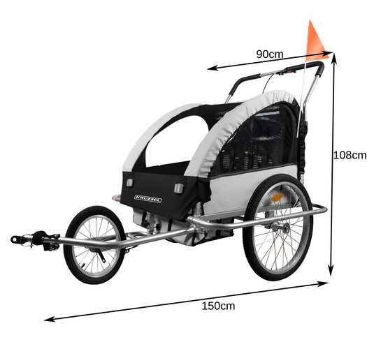 Przyczepka rowerowa 3w1 dla dzieci jogger 2 osobowa transportowa
