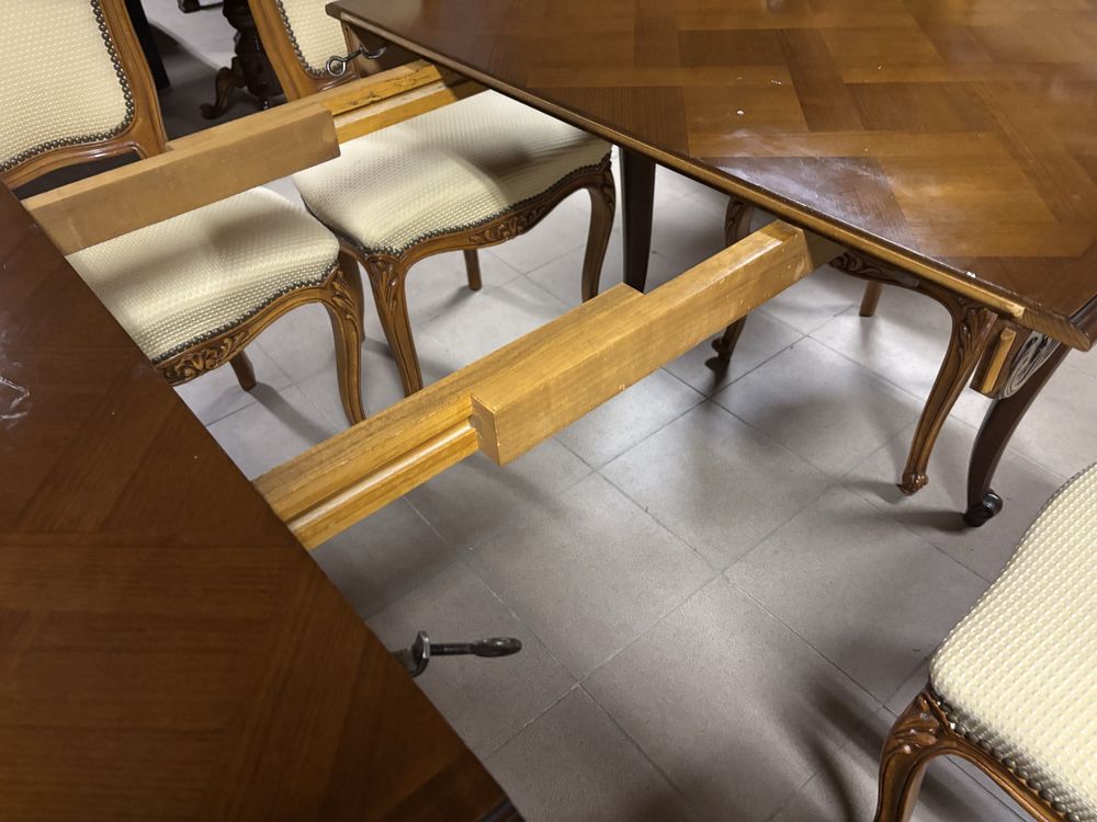 Stylowy Rozkładany Stół 6 Krzeseł 8 osób Meble Stylowe Włoskie Italy