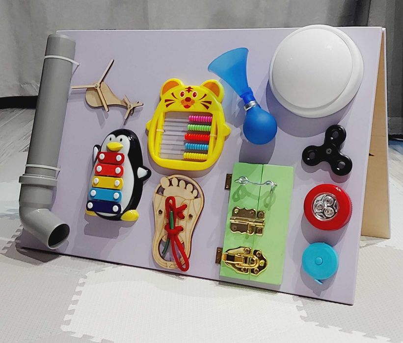 Duża Dwustronna Tablica Sensoryczna Edukacyjna-Imię Gratis