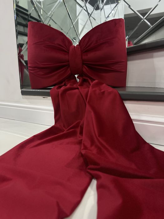 Welurowe, czerwone  kokardy- świąteczna dekoracja !