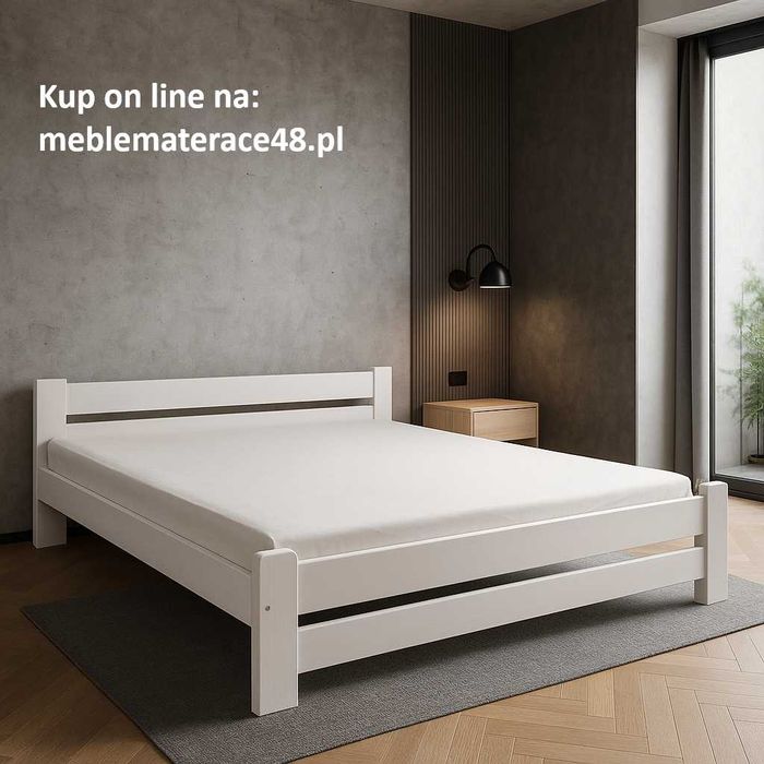 Łóżko Białe + wygodny Materac  90x200 120x200 140x200 160x200 180x200