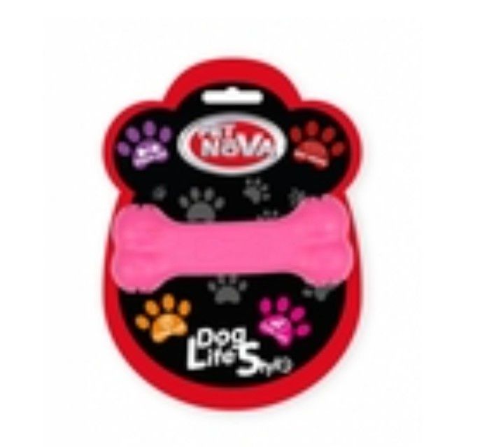 zabawka dla psa guma kość na przysmaki 11cm różowa