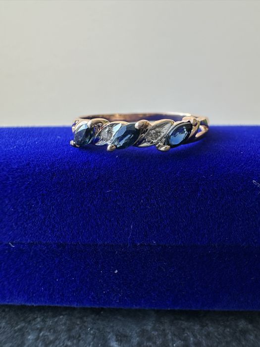 Кольцо сапфиры бриллианты, кольцо золотое 585, золото 585, колечко