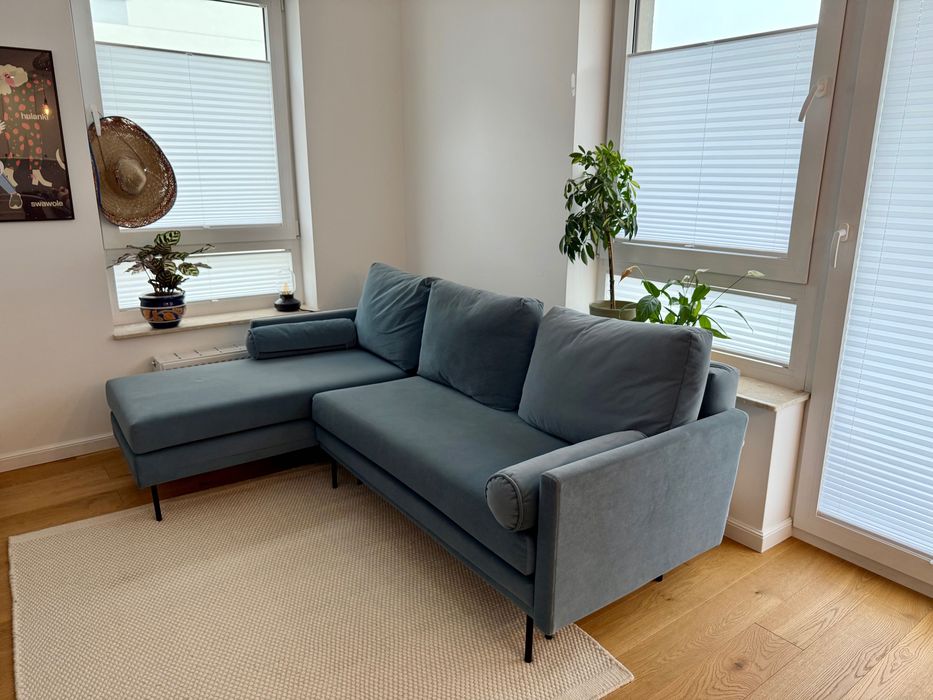 Sofa Narożnik Optisofa Blues z szezlongiem niebieska